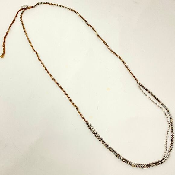 CHLOE + ISABEL 2 Strand Necklace Faceted Gemstone Silver Tone Ball Bead Chain - Picture 1 of 6